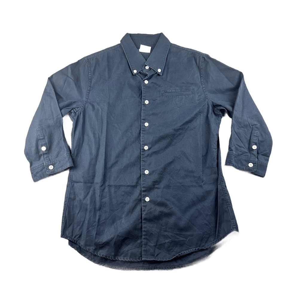 Victim & Co Button Up Shirt Men M Black Cotton‎ Japan Made 3/4 Sleeve Office